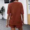 thumbnail image 4 of Lumtrix Two Piece Sets for Women Dressy Casual Ribbed Knit Short Sleeve Top Matching Shorts Lounge Set 2026 Summer Outfits Vermilion 2XL, 4 of 4