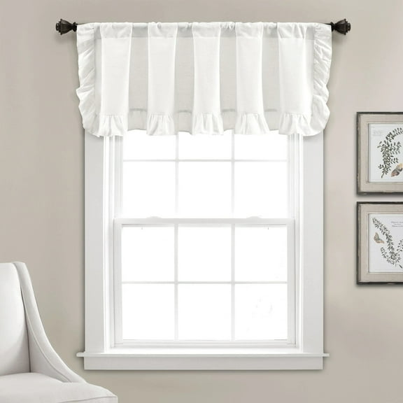 Lush Decor Linen Ruffle Valance Single White 18X58