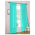 thumbnail image 2 of 2 Piece Sheer Voile Light Filtering Rod Pocket Window Curtain Panel Drape Set Available in a Variety of Sizes and Colors (54" X 63", Turquoise), 2 of 2