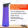 thumbnail image 3 of Plastic Bottles with Drink Spout 22 oz. Set of 10, Bulk Pack - Great for Gym, Hiking, Cycling, Camping, Backpacking, School - Purple, 3 of 5