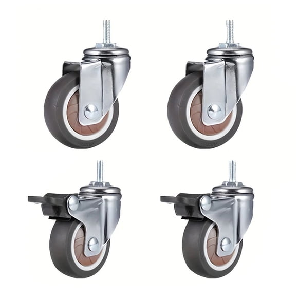4 Pcs 2 Inch Stem Caster Wheels TPR Screw Lever Universal Castors Swivel Stem Wheels With M8 Thread Rods For Carts Furniture ,Easy to Use