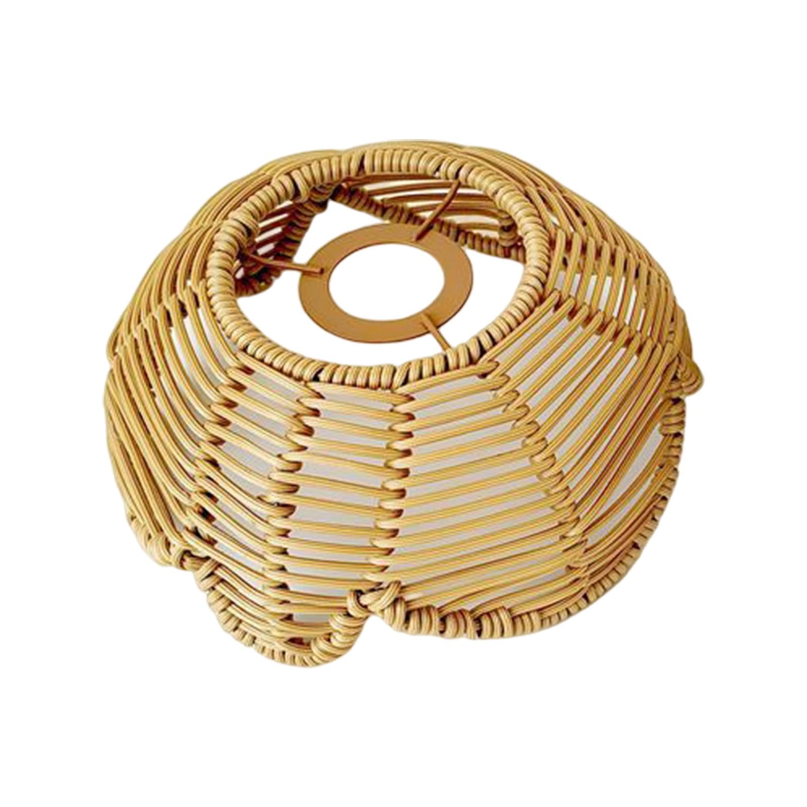 EHJRE 2x Boho Rattan Lampshade Decoration Chandelier Cover Weaved Creative Ceiling Pendant Light Cover for Living Room Cafe Teahouse Bedroom Kitchen
