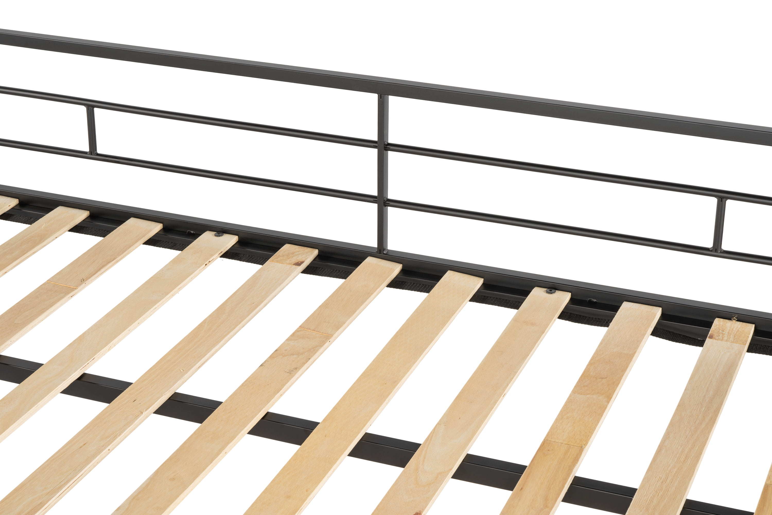 Twin Over Full Bunk Bed, Metal Bunk Beds with Full Length Guardrail, Low Profile Bunk Bed Frame for Bedroom, No Box Spring Needed, Black