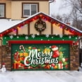 thumbnail image 3 of Large Festive Holiday Garage Door Banner Outdoor Welcome Sign Featuring Santa Sleigh Reindeer Snowman Merry Greetings For Front Porch Yard Decorations, 3 of 5