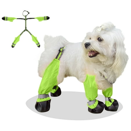 Dog Suspender Boots  Canada Pooch Tall Dog Boots Anti- & Fall Waterproof Dog Shoes Leggings  Adjustable Suspender Boots for Dogs Winter Snow Rain Hiking Paws Protector Green S