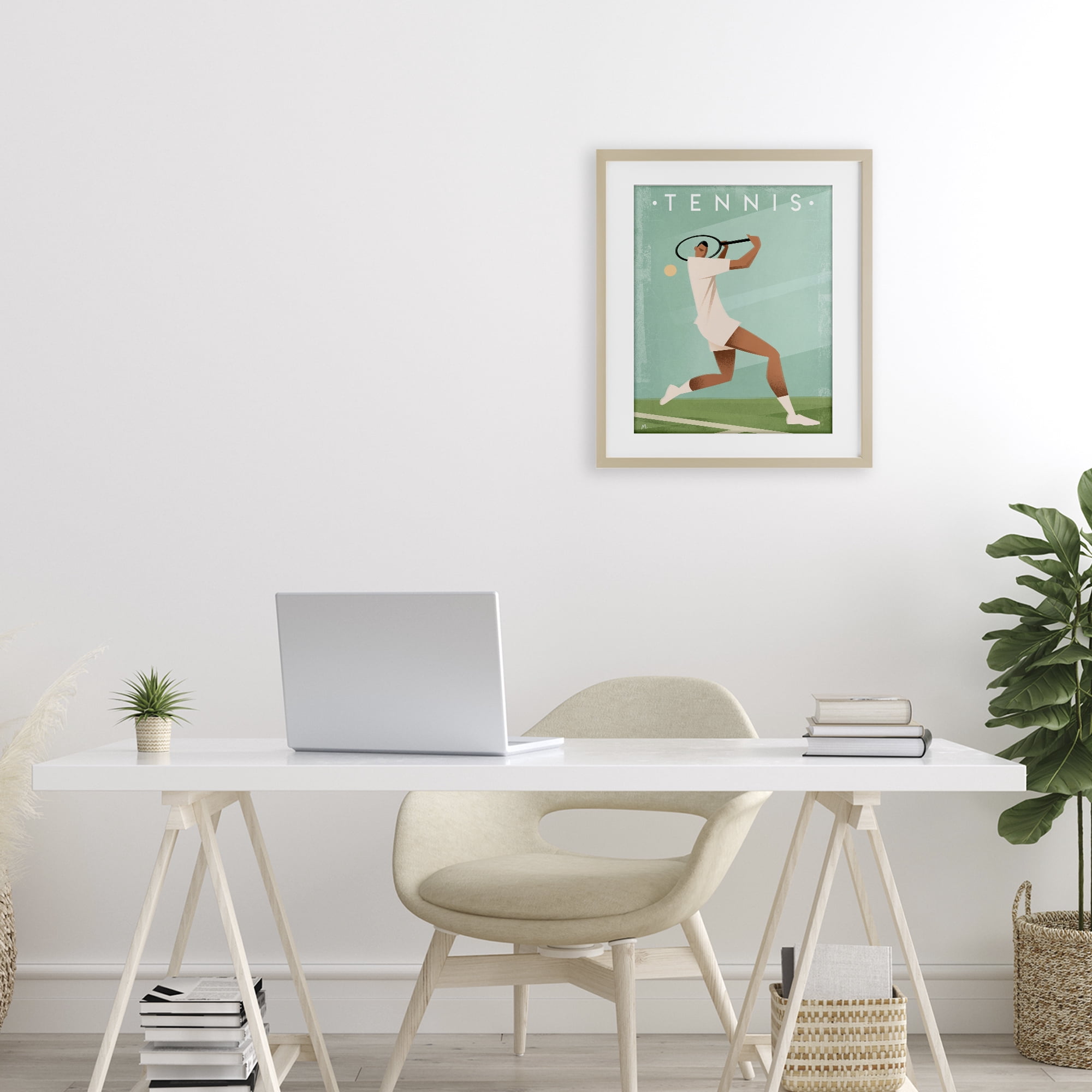 Stupell Industries Vintage Tennis Swing Birch Framed Print Under Glass, design by Martin Wickstrom