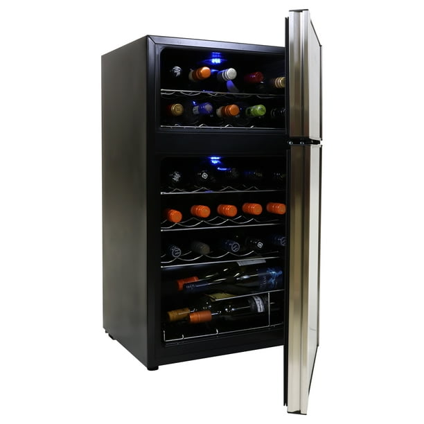 Koolatron Série Élite 29 Bouteille Double Zone Refroidisseur de Vin, Noir Compresseur Réfrigérateur à Vin, Cave à Vin Autonome pour Bar à la Maison, Cuisine, Appartement, Condo, Chalet