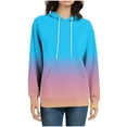 thumbnail image 3 of Xdegoge Womens Hoodies Trendy Gradient Color Block Raglan Long Sleeve Drawstring Sweatshirt Casual Loose Pullover Tops with Pocket 2025 Winter Y2K Hoodie, 3 of 6