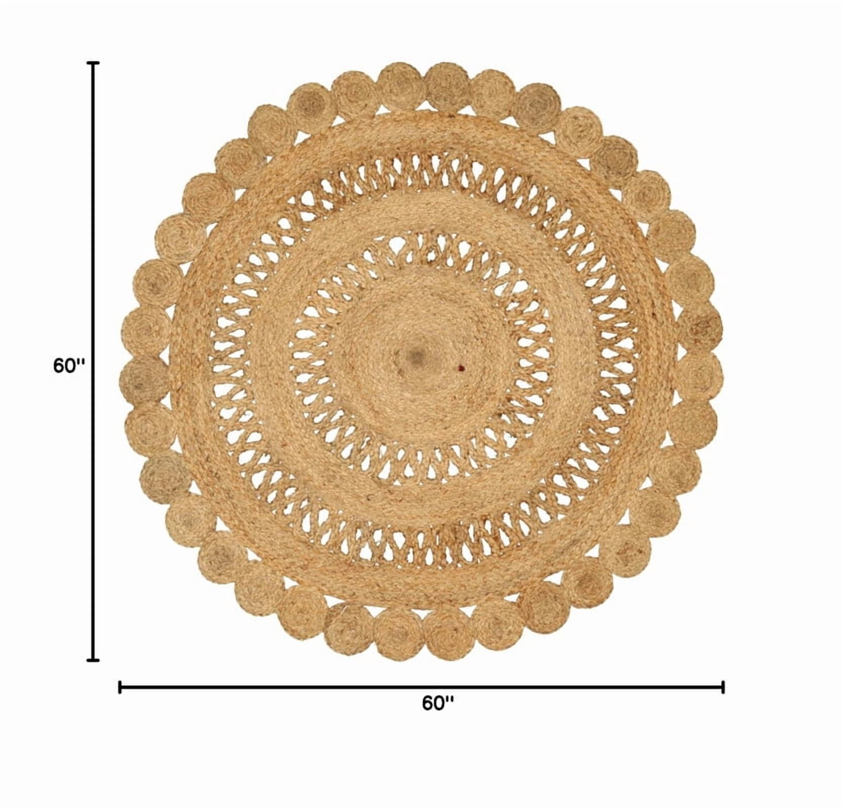 Natural Jute Circle Rug, Reversible Rustic Farmhouse Boho Area Mat, Natural_C, 2 FT
