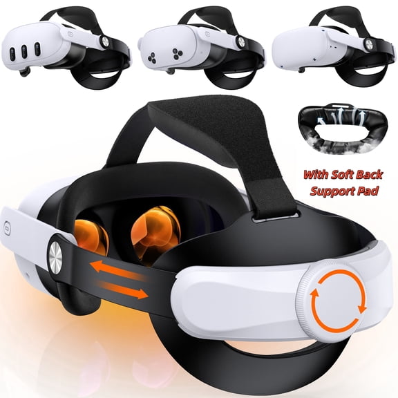 EUROA VR Head Strap for Meta Quest 2/3/3S, VR Headest Accessories adjustable Elite Strap with Soft Padding