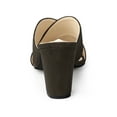 thumbnail image 2 of BLISSFUL STEP Women's Sandals Block Heels Crisscross Strap Mules Slide Sandals Coffee 7, 2 of 7