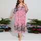 thumbnail image 3 of WILLBEST Vestido De Lino Para Mujer, Moda Informal De Primavera, Talla Grande, Floral, De Gasa, Cintura Elástica, Mangas Acampanadas, Vestido De Fiesta, 3 of 3