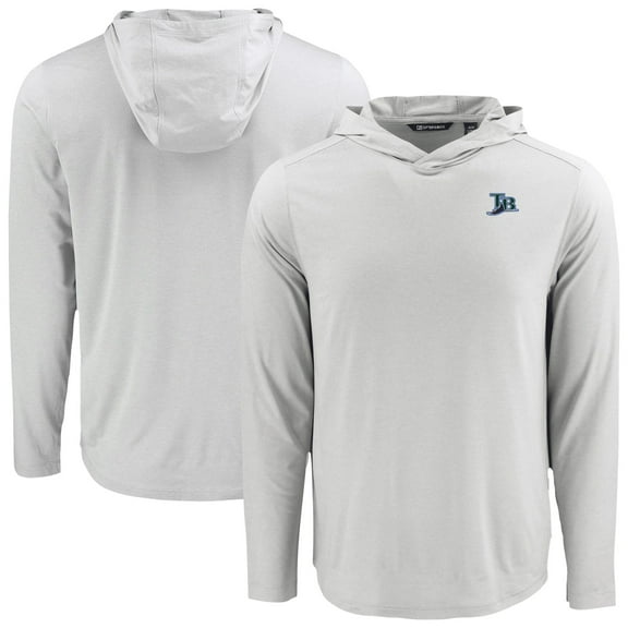 Men's Cutter & Buck Gray Tampa Bay Rays Coastline Epic Comfort Recycled Eco Hoodie Long Sleeve T-Shirt