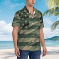 thumbnail image 2 of Lsque Jungle Green Camo USA Flag pattern Hawaiian Shirt for Men, Unisex Summer Beach Casual Short Sleeve Button Down Shirts-Medium, 2 of 9