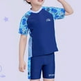 thumbnail image 2 of Fesfesfes 6-14Years Boys Swim Sets Short Sleeve Rash Guard Swimwear Summer Quicking Dry Swimsuit Bathing Suit Casual Bathing Suit(Blue#1,12 Years), 2 of 6