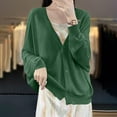 thumbnail image 3 of Womens Button Down Knit Cardigans Long Sleeve V Neck Casual Cardigan Sweaters Light Weight Loose Lounge Wear Fall Green, 2XL, 3 of 5