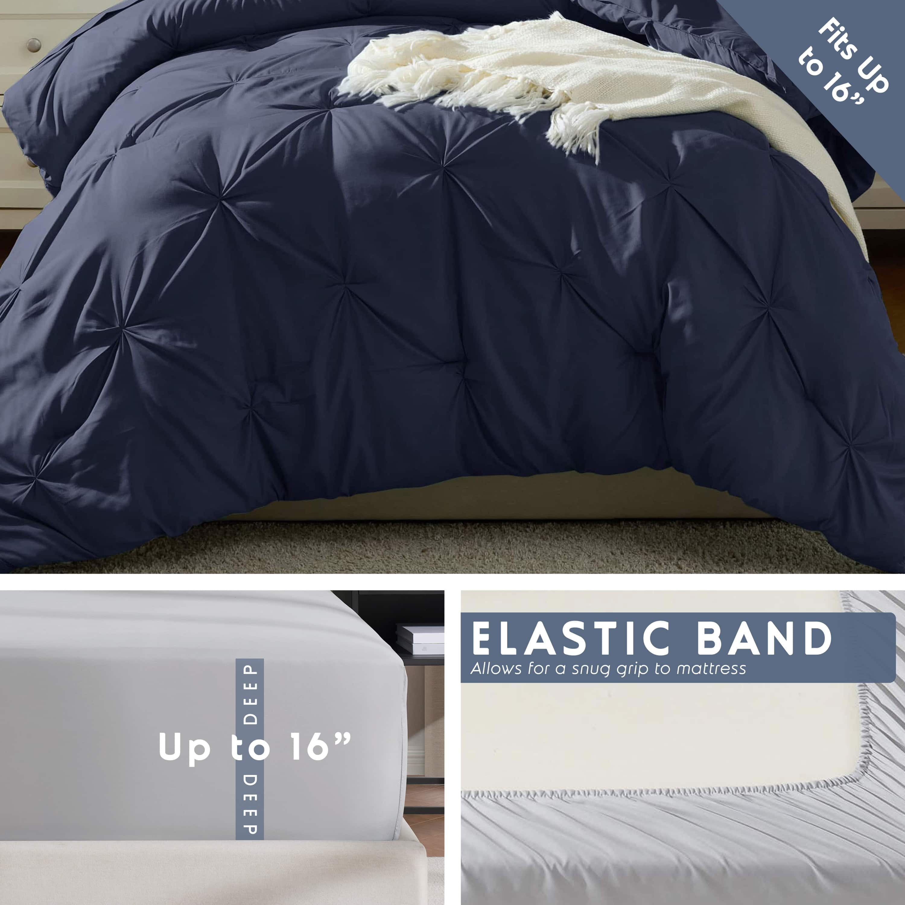 LammaLoe King Size comforter Sets, 7 Piece Bed In A Bag Pintuck Bedding Setss , Grey