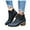 Black, variant on Women's Hollow Out Ankle Boots Chunky Mid Heel Slip On Chelsea Booties Lightweight Dress Shoes with Side Zipper Blue Size 6