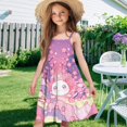 thumbnail image 3 of Uourmeti Girls Axolotl Donuts Dresses 5-6Y Cute Spaghetti Strap Beach Sundress Casual Flared Swing A-Line Tiered Dresses for Girls Princess Holiday Clothes, 3 of 7