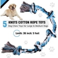 thumbnail image 2 of Olurrisa Dog Rope Toy for Large Medium Dogs,  3 Feet 5 Knots Dog TChew oy, Sturdy Rope toy for Dogs Tug Teeth Cleaning, 2 of 7