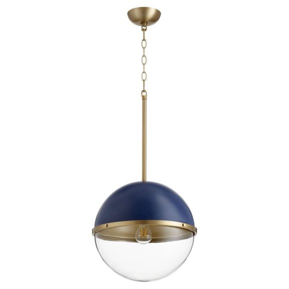 12.75 inch 1 Light Sphere Pendant-Blue/Aged Brass Finish Bailey Street Home 183-Bel-4350552