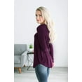 thumbnail image 4 of Wenseny Long Sleeve Shirt for Women V-Neck Side Split Casual Tops Loose Shirts Purple 2XL, 4 of 6