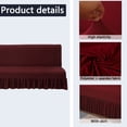 thumbnail image 3 of Dowbom Armless Futon Slipcover with Skirt,Stretch Foldable Sofa Bed Protector Dust-Proof Washable Soft Spandex Without Armrests Futon Cover for Living Room Bedroom-M(150-190cm)-Red wine, 3 of 7