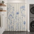 thumbnail image 2 of Blue Floral Shower Curtain - Water Repellent Fabric Shower Curtains Washable, Vintage Wildflowers Pastoral Botanical Retro Beige Decorative Polyester Cloth Bathroom Curtains Modern Bath Decor 36"x72", 2 of 8