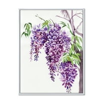 Designart 'Wisteria Purple Branches' Traditional Framed Canvas Wall Art Print