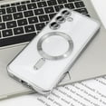 thumbnail image 1 of Plating Clear Wireless Cover For Samsung Galaxy S24 S23 S22 S21 S20 FE Ultra Plus Case Note 20 Ultra MagSafe Magnetic Shell Lens Silver For Galaxy S21 Plus, 1 of 5