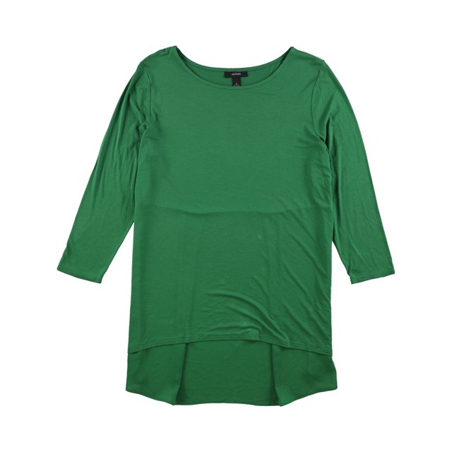 Alfani Womens Mixed Media Basic T-Shirt green L