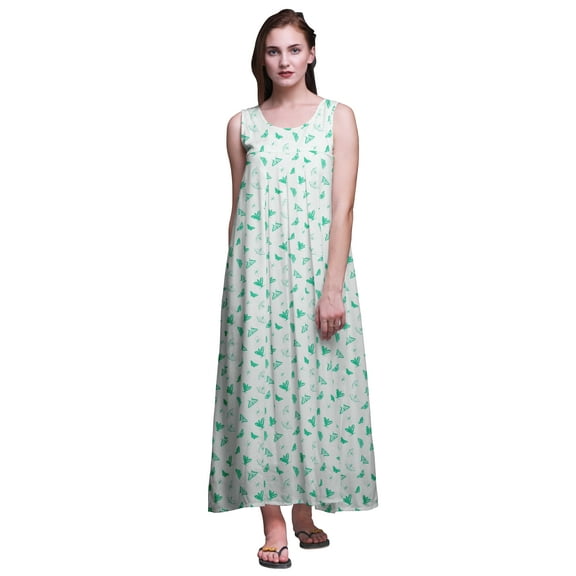 Bimba Rayon  Printed Rayon Nightgowns For Women Sleeveless Gown Sleepwear Maxi Dress-2X