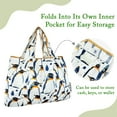 thumbnail image 3 of Wrapables Large & Small Foldable Tote Nylon Reusable Grocery Bags, Set of 2, King Penguin, 3 of 8