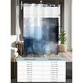 thumbnail image 6 of No Hook Cloth Fabric Shower Curtain with Snap in Liner, Blue Grey Waterproof Shower Curtains Set with See Through Top Window, Modern Oil Painted Art Abstract Geometric Bath Curtains Shower 48"x72", 6 of 6