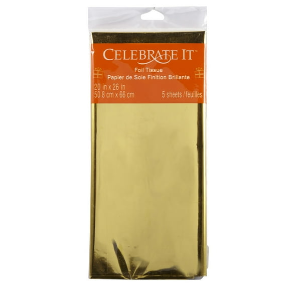 20 Packs: 5 ct. (100 total) Gold Foil Tissue by Celebrate It