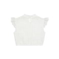 thumbnail image 5 of YunPes Girls Oktoberfest Dirndl Blouse White Lace Eyelet Ruffle Shoulder Crop Tops Mandarin Collar Lightweight Shirts Kids Tops, 5 of 5