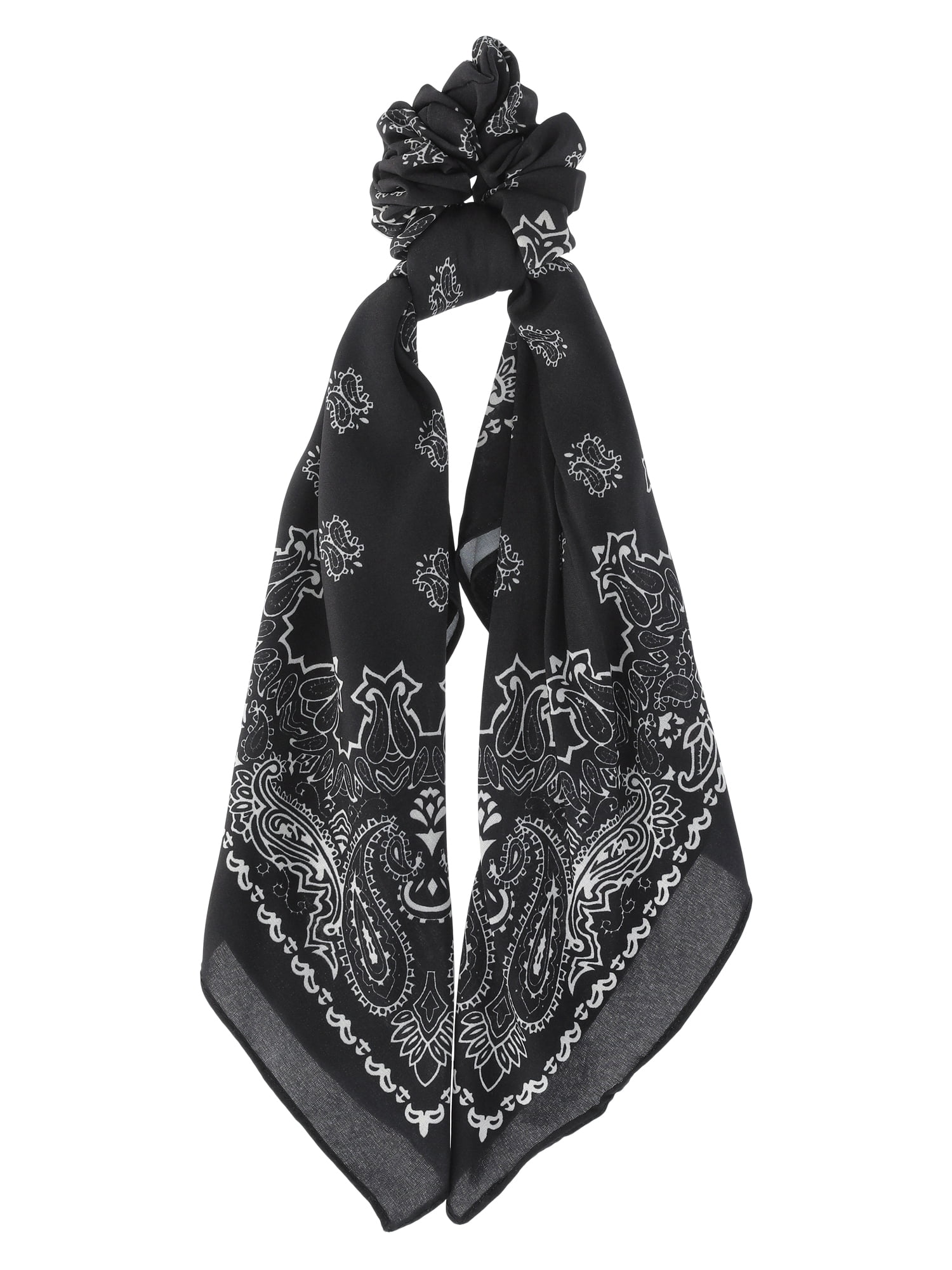 Madden NYC Women's Bandana Tie Scrunchie, 2-Pack, Black/White