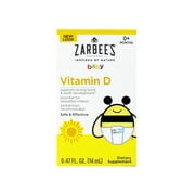 Zarbee's Baby Vitamin D Supplement, Baby Vitamin D Drops for Infants, Drug-Free, 0.47 fl oz