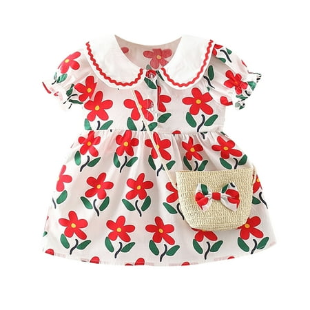 

Pimfylm Casual Dresses For Toddler Toddler Baby Girls Summer Skirt Ice Cream Print Sleeveless Strap Backless Dress purified cotton Red 2-3 Years