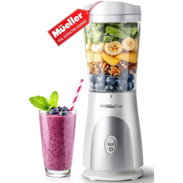 Batidora de batidos Mueller Smoothies Shakes, 450 ml, 4 cuchillas, color blanco