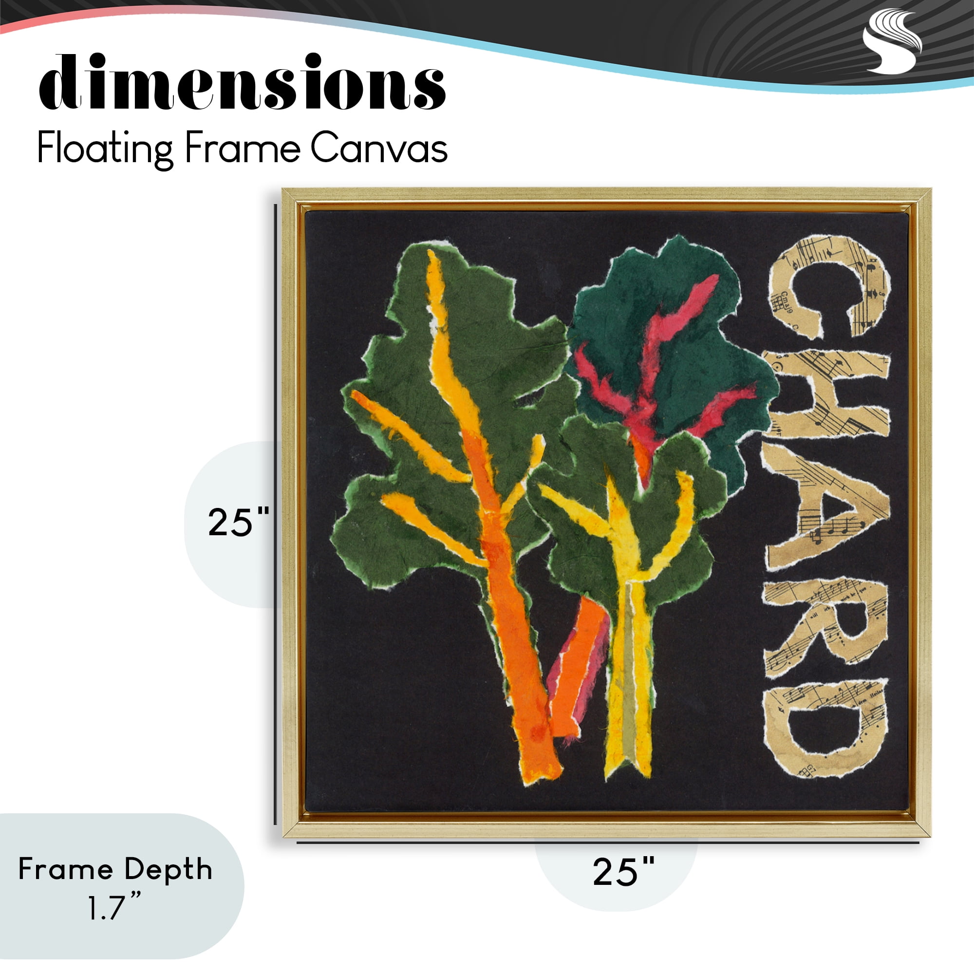 Stupell Industries Chard Leafy Vegetable Gold Framed Floater Canvas Wall Art, design by Nancy Overton