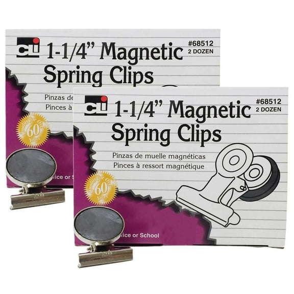 Charles Leonard Magnetic Spring Clips, 1.25 Inch, 48 Count