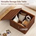 thumbnail image 3 of Fluted Square Coffee Table with Storage Large Wood Center Table with Solid Wood Veneer Top Mid Century Modern Low Coffee Table for Living Room, Rustic Brown, 3 of 8