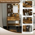 thumbnail image 5 of 23.6" Small Makeup Vanity Desk Set with Hollywood-Style LED Bulbs Mirror, 7 Dimmable Lights, Power Outlet & Stool for Teen Girls, Rustic Brown, 5 of 12