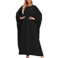 thumbnail image 2 of Fesfesfes Women Dress Loose Robe Casual Dress Foundation Solid Color Large Dress Long Sleeve Dress Tops on, 2 of 8