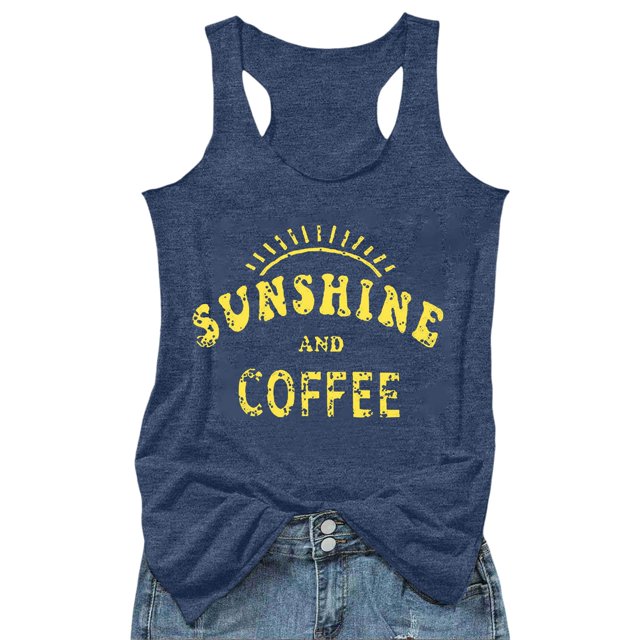 Zmoon Débardeur Ample Imprimé Soleil et Café pour Femmes