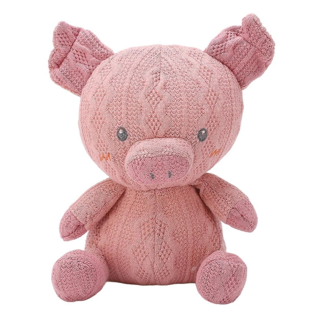 Animals Doll Toy Soft Stuffed Knitted Fabric for Babies Kindergarteners Girls Adults Pink Pig