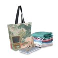 thumbnail image 2 of FORMRS Womens Canvas Tote Bag with Zipper Inner Pocket Shoulder Handbag, Pink and Green Cat, 2 of 7