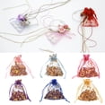 thumbnail image 5 of Uxcell Organza Bag, Sheer Heart Mesh Bags Drawstring Gift Bags Bulk Party Favor Bags Jewelry Pouches Grass Green-Gold 5" x 7", 5 of 6