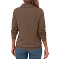 thumbnail image 4 of Women Casual Long Sleeve Pullover Top Asymmetric Zipper Turtleneck Loose Fit Solid Color Soft Warm Daily Wear Fashion Ladies Sweatshirt Coffee L, 4 of 6